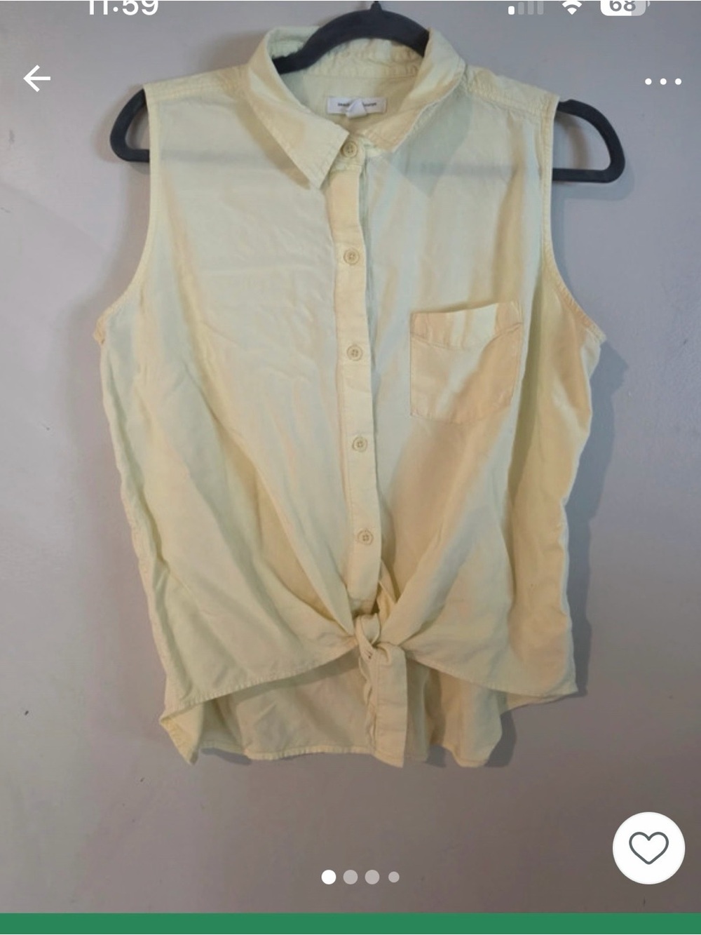 Sleeveless Tie-Front Camisole Top in Pale Yellow